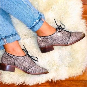 Louise et Cie Pony Hair Snake Print Tie up Shoe